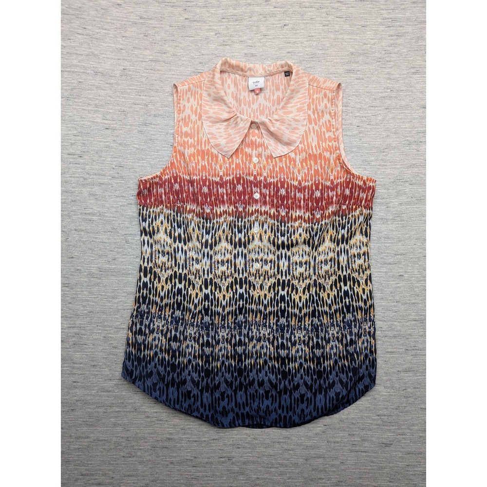 Cabi Blouse Womens Medium Peter Pan Collar Sleeveless Gradient Love‎ Popover